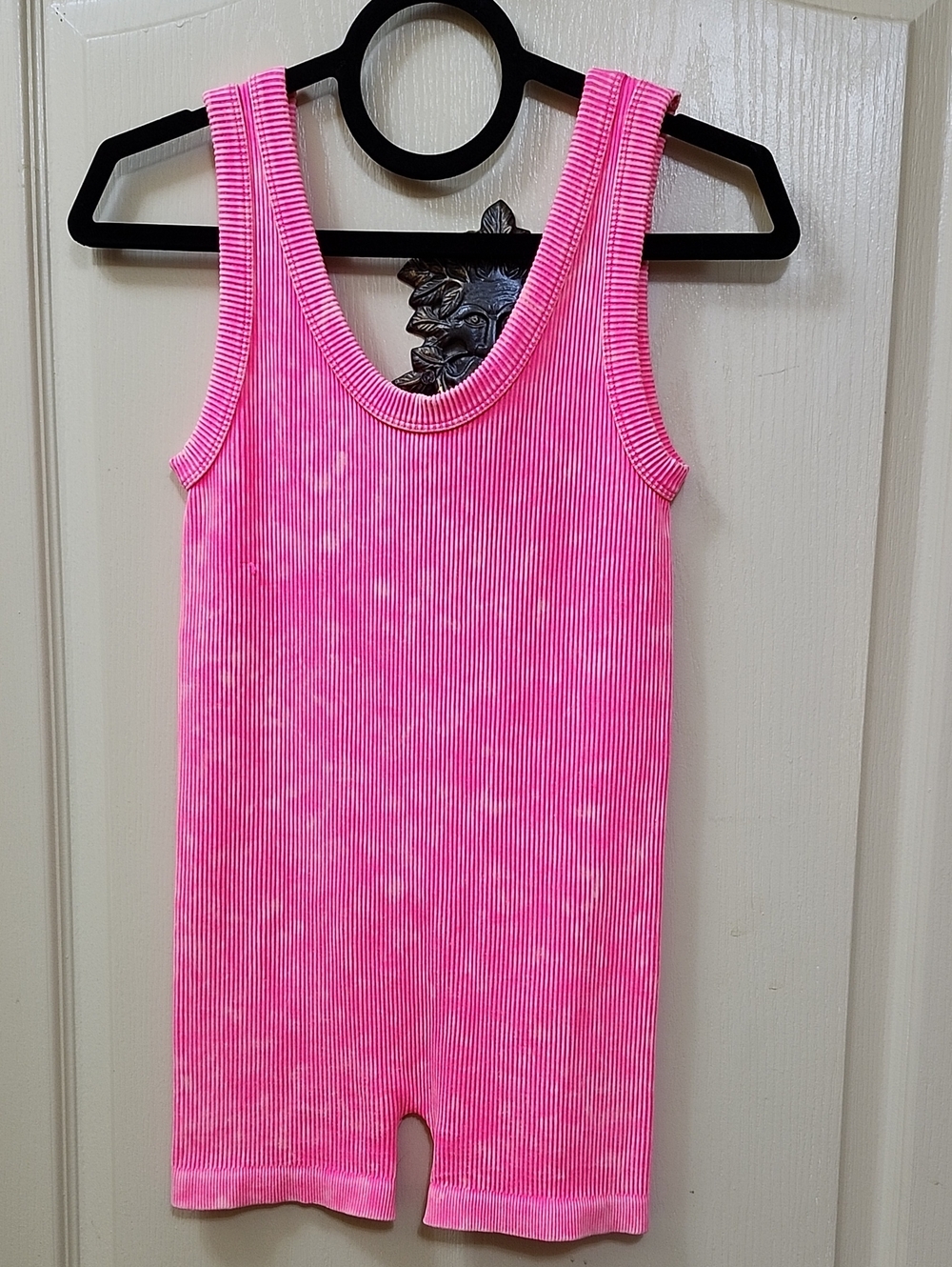 Zenana Pink Ribbed Tank Romper